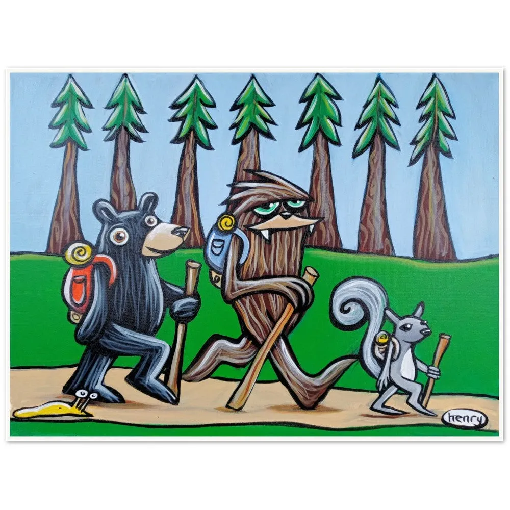 Bear Sasquatch Squirrel and Slug Hiking