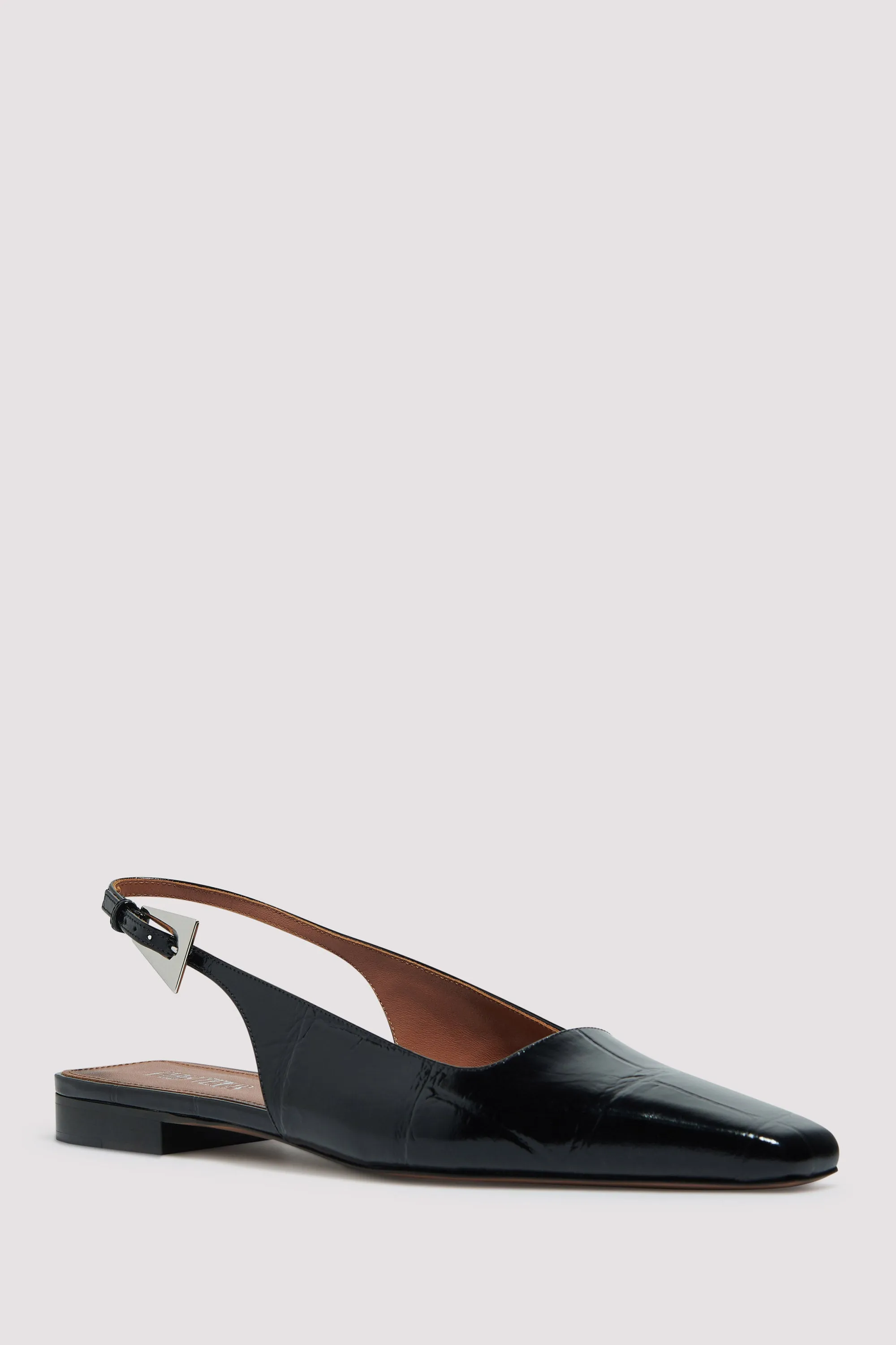 Black Croc Bettina Sling Back Flat Pumps