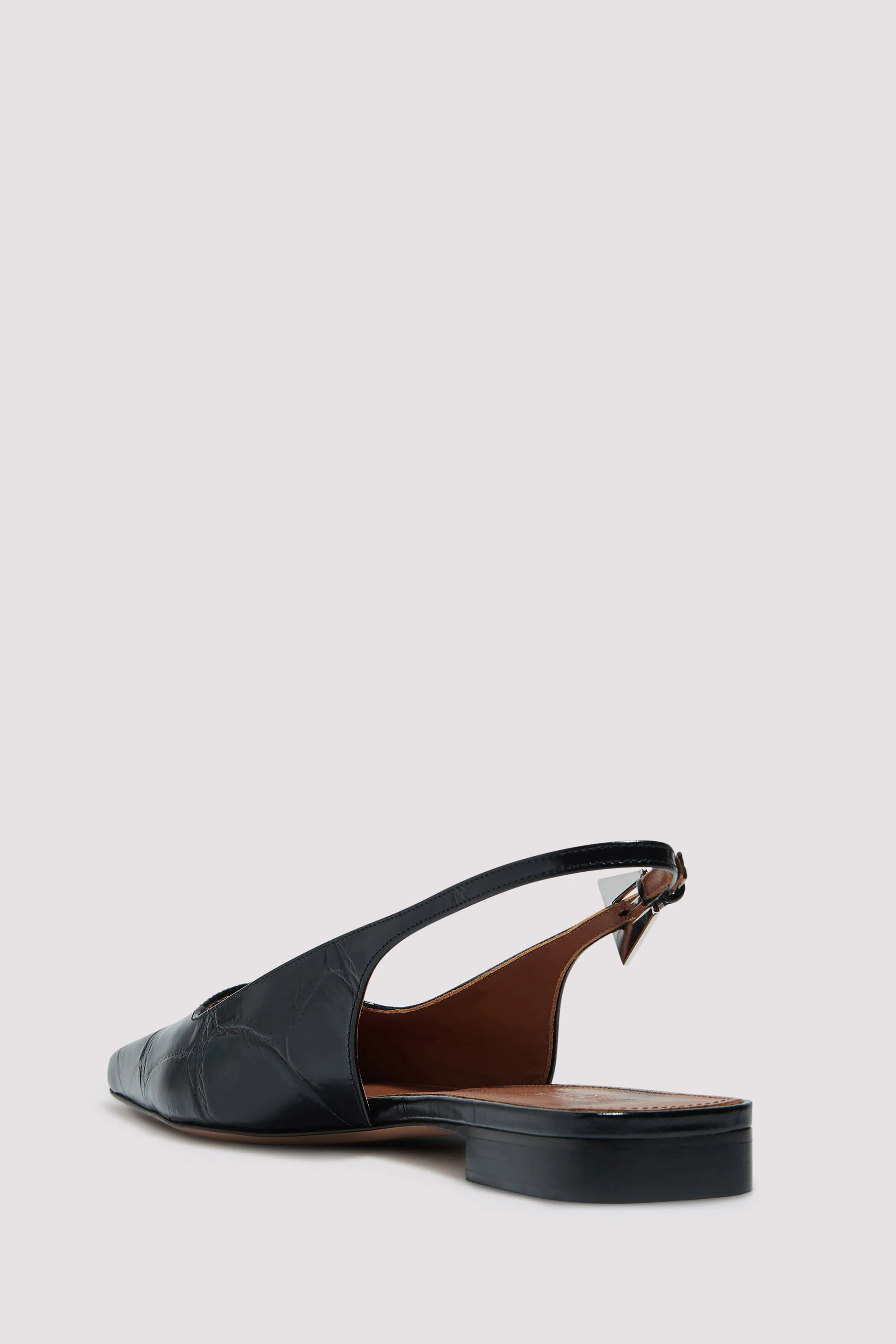 Black Croc Bettina Sling Back Flat Pumps
