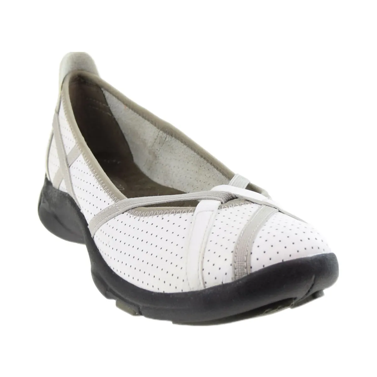 Clarks P-Berry Leather Slip On Flat Women's Loafers White