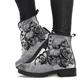Combat Boots - Witch's Gray Boots | Goth Boots, Gothic Boots, Boho Shoes, 90s Boots, 2000s Boots, Vegan Leather Boots