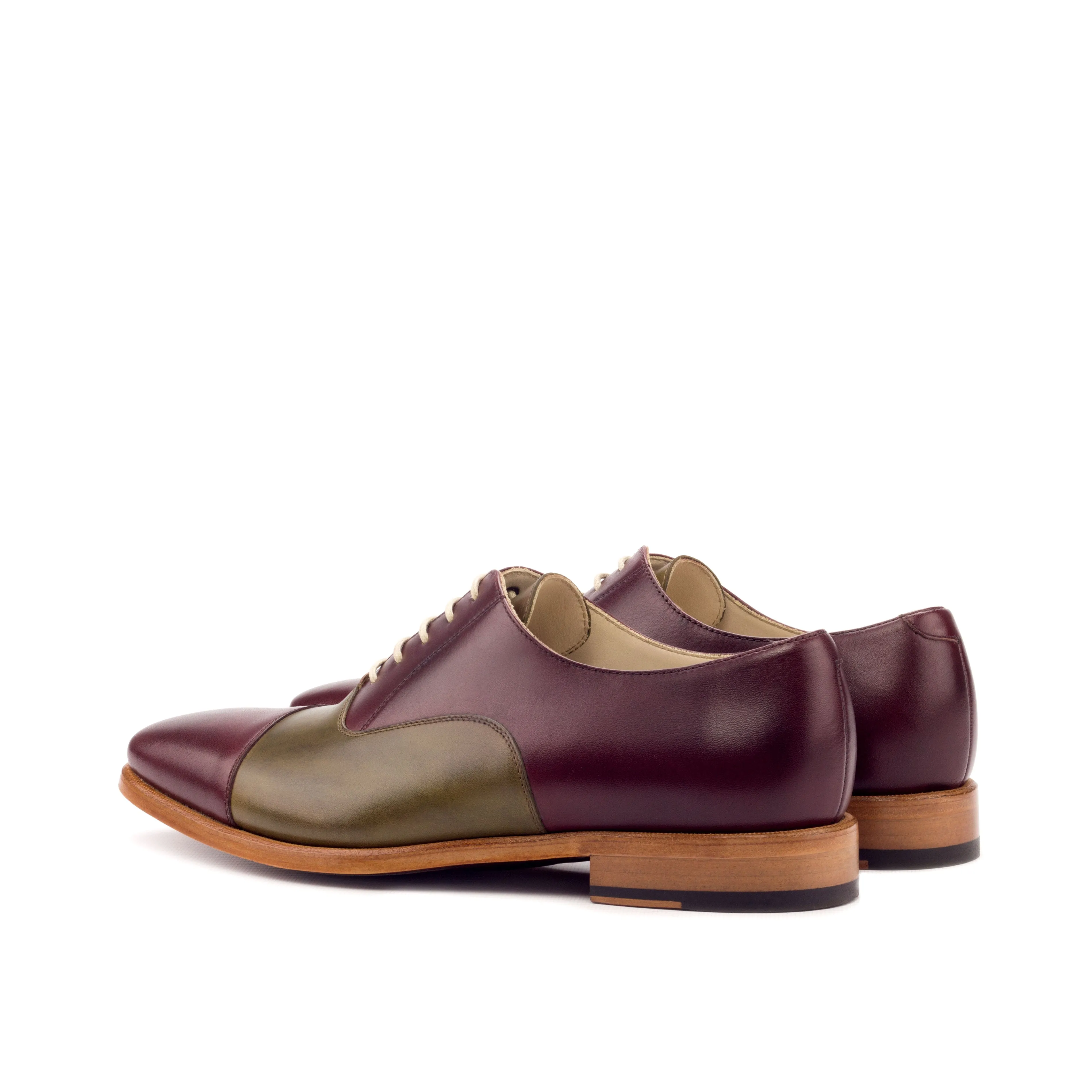 DapperFam Rafael in Burgundy / Olive Men's Italian Leather Oxford