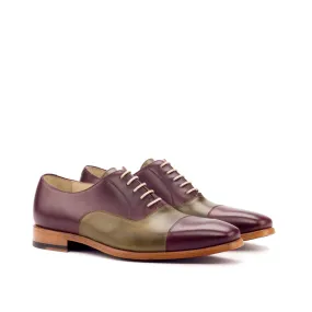 DapperFam Rafael in Burgundy / Olive Men's Italian Leather Oxford