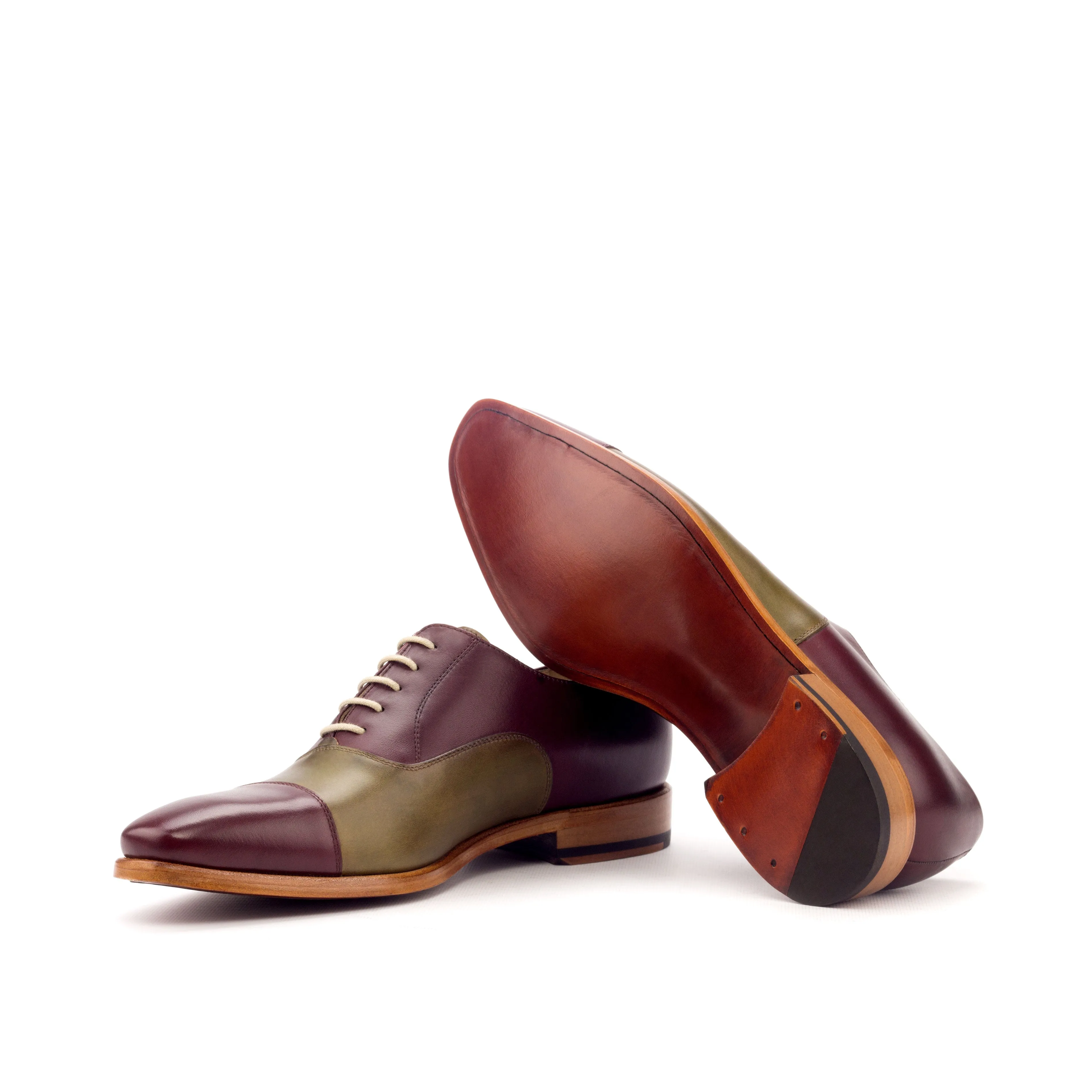 DapperFam Rafael in Burgundy / Olive Men's Italian Leather Oxford