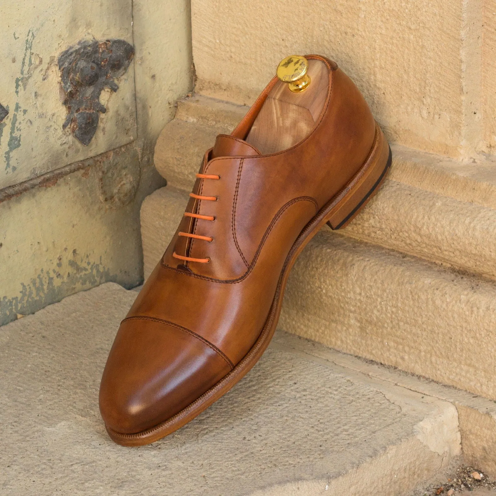 DapperFam Rafael in Cognac Men's Italian Leather Oxford