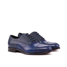 DapperFam Rafael in Navy Men's Italian Leather & Italian Full Grain Leather Oxford