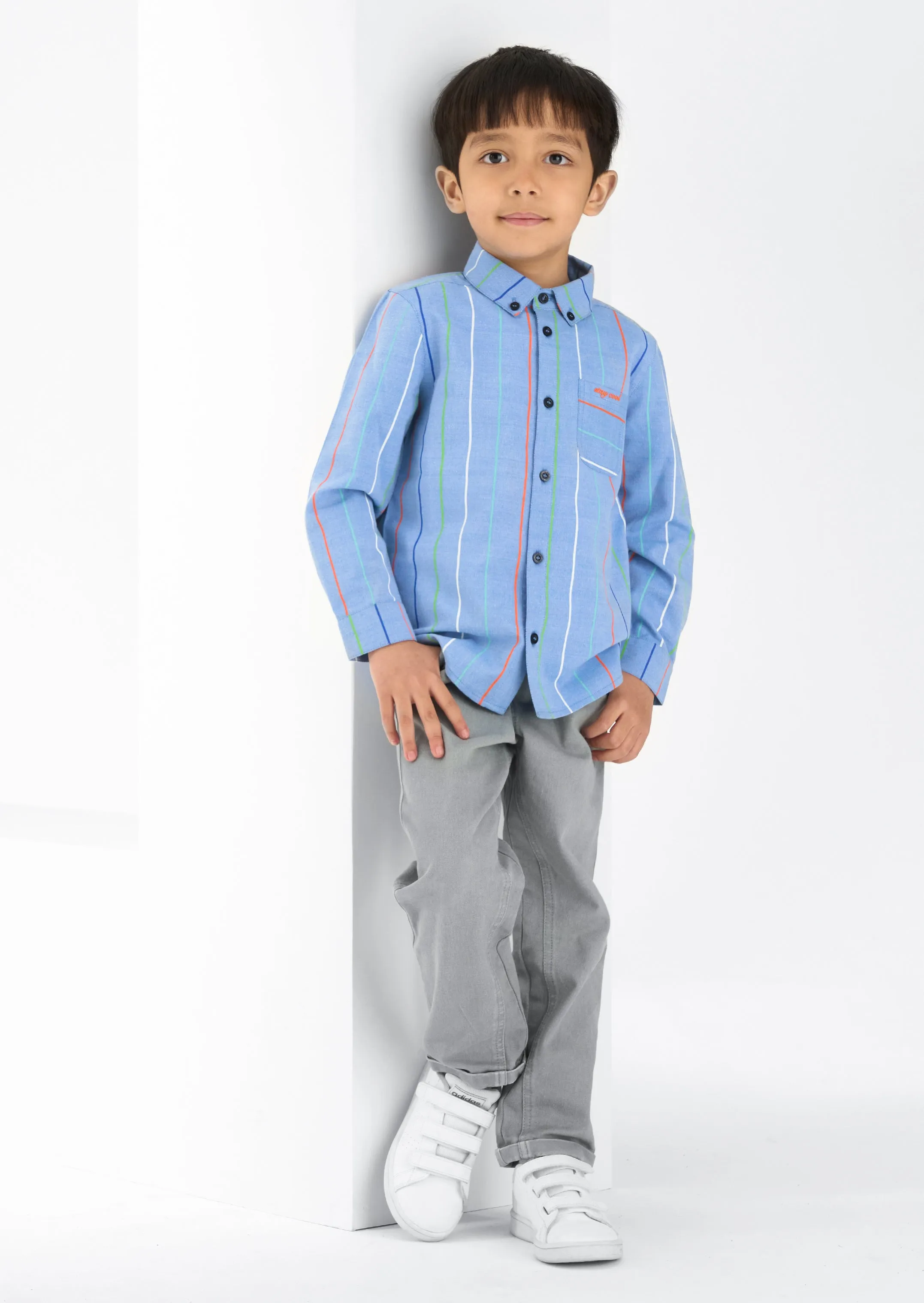 Harris Blue Embroidered Stripe Shirt
