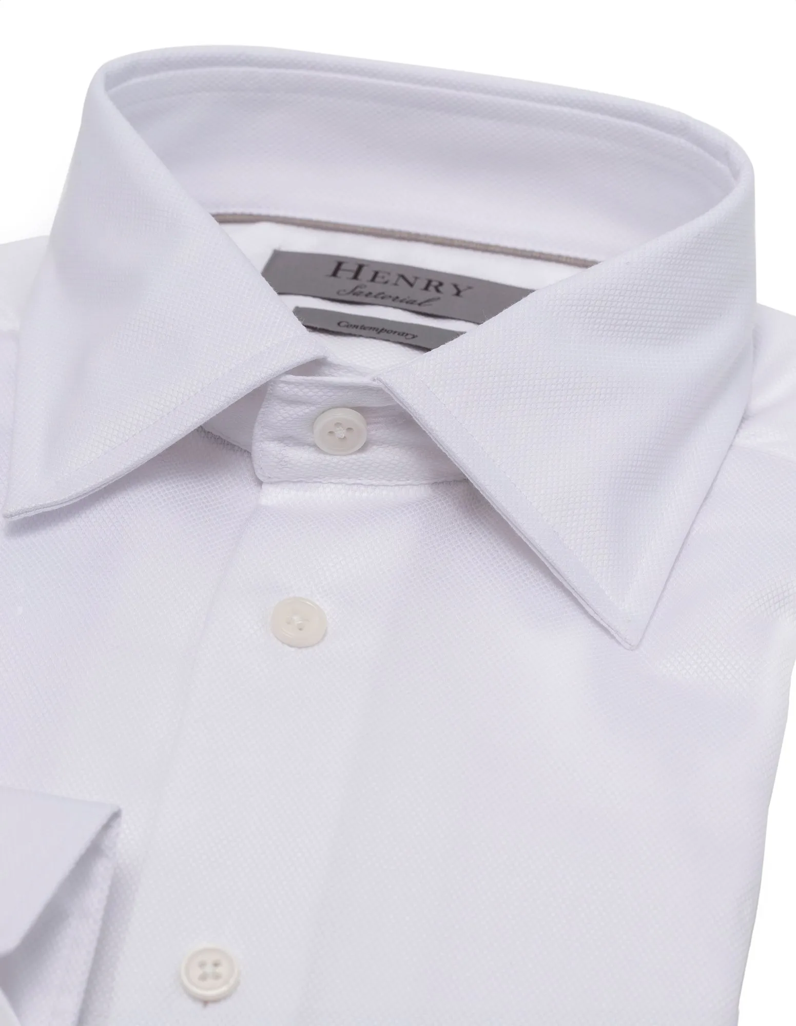 HENRY SARTORIAL Contemporary Fit Oxford Shirt WHITE