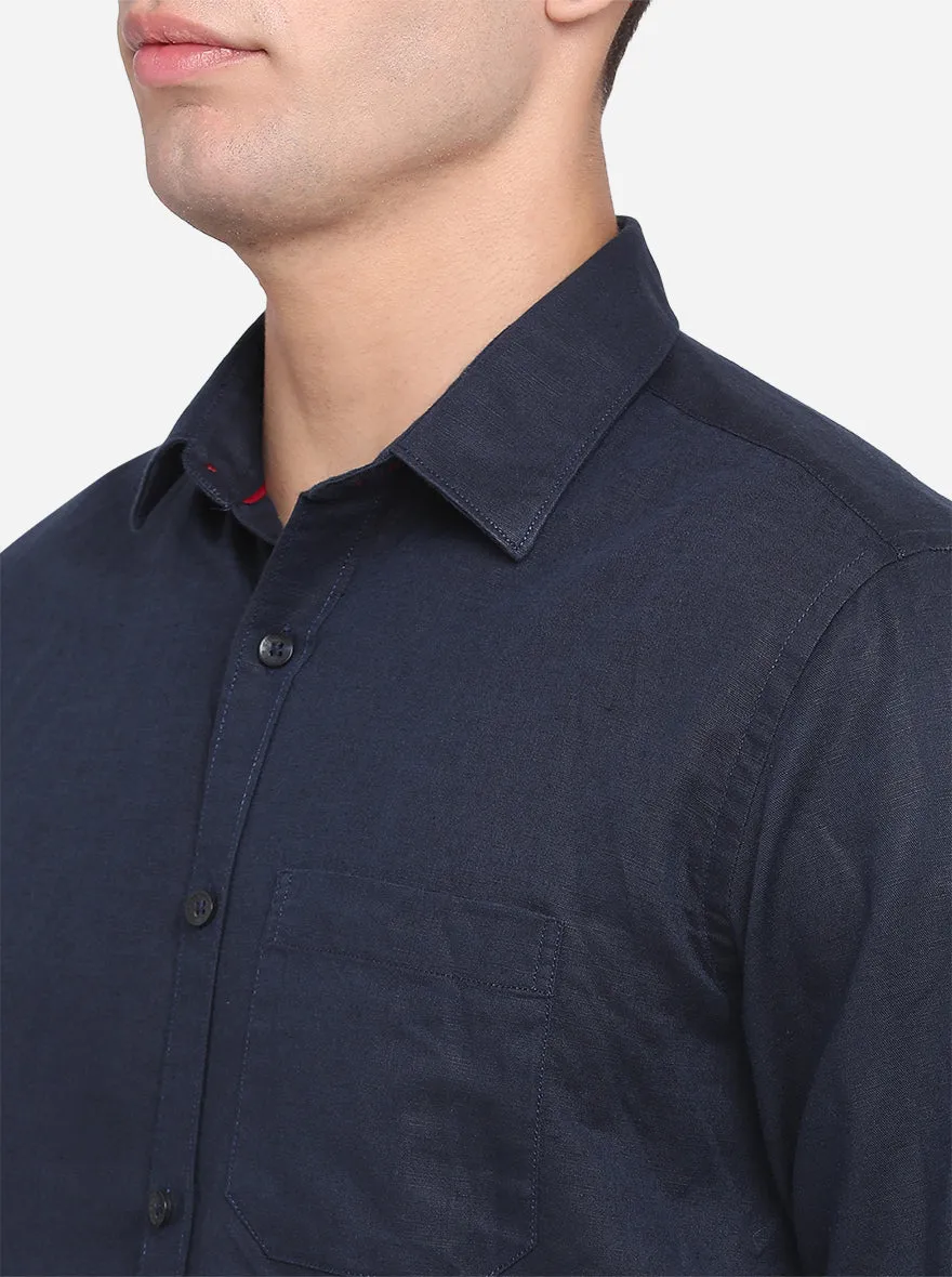 Iris Black Solid Slim Fit Casual Shirt | Greenfibre