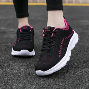 platform lace-up mesh breathable comfortable casual shoes women sneakers plus size 2021
