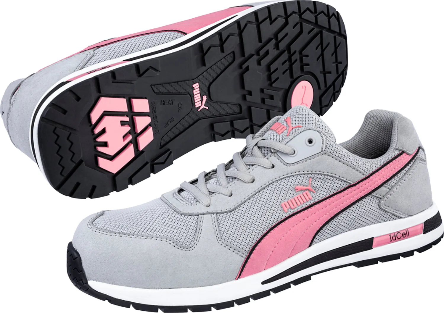 Puma Safety Womens Frontside Low Grey/Pink Mesh EH SR Work Shoes