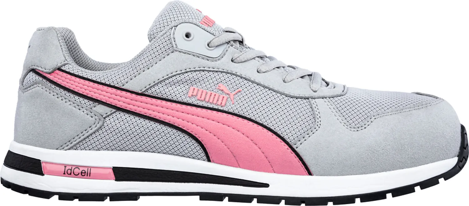 Puma Safety Womens Frontside Low Grey/Pink Mesh EH SR Work Shoes