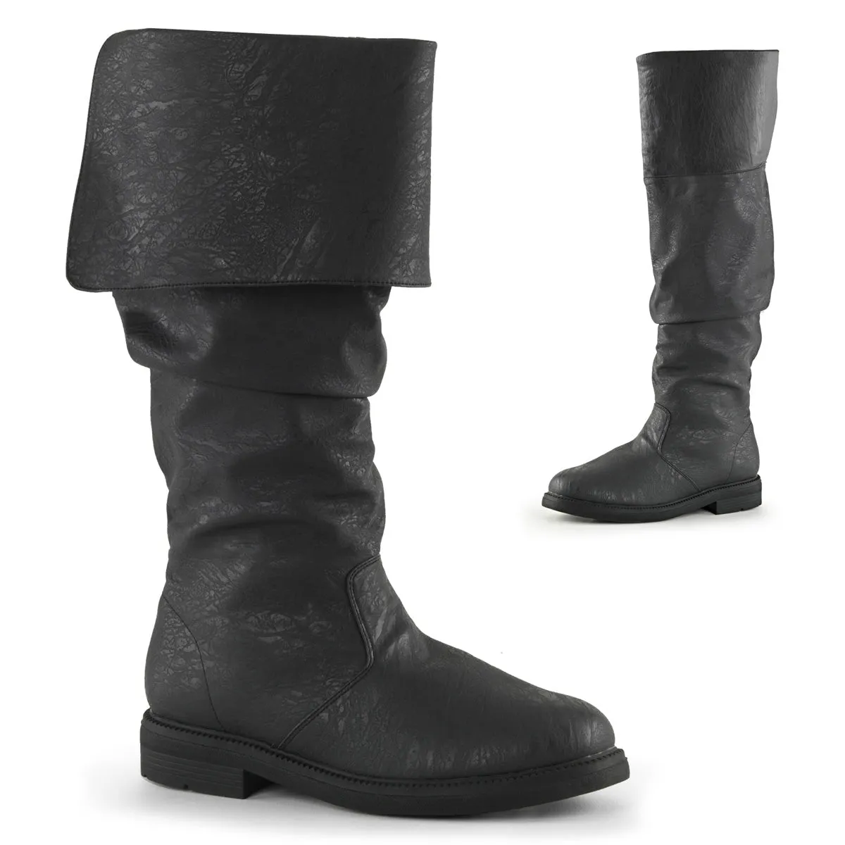 ROBINHOOD-100 Fancy Dress Costume Funtasma Men's Boots Black Distressed Pu