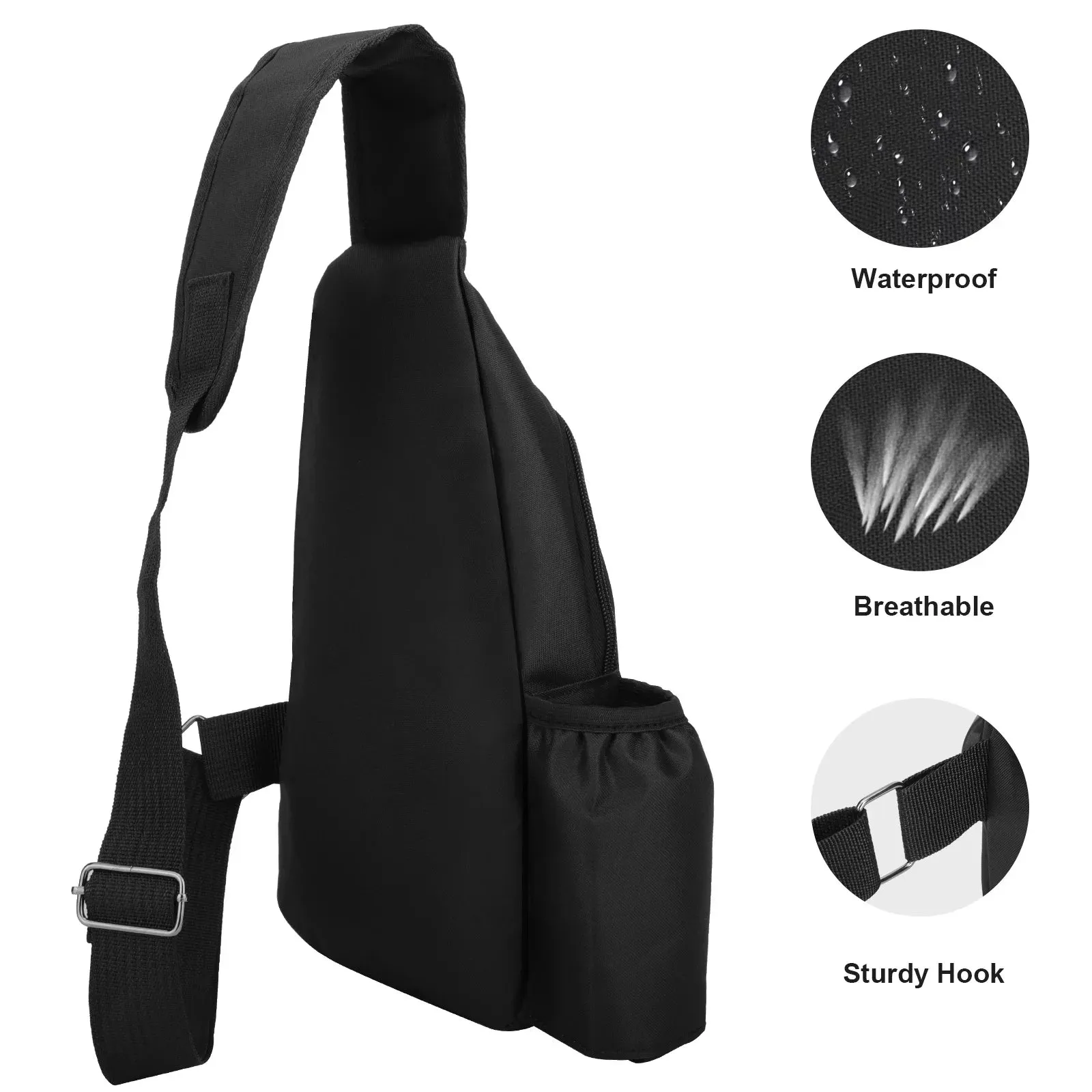 Waterproof Sling Backpack Chest Bag with USB Charging Hole for Hiking or Travel