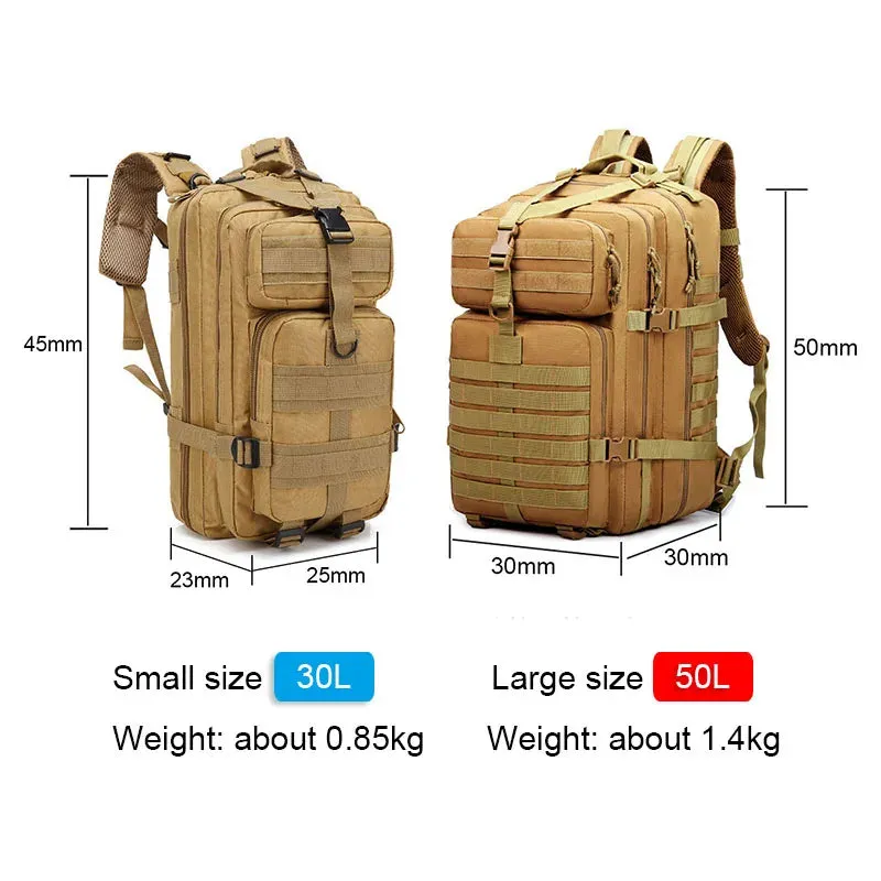 Waterproof Tactical Hiking Backpack, 30L/50L Outdoor Camping Sports Rucksack
