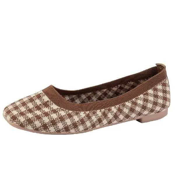 Women's Square-Toe Flat Knitted Slip-On Loafers 31340930C