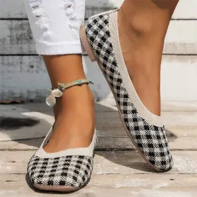 Women's Square-Toe Flat Knitted Slip-On Loafers 31340930C