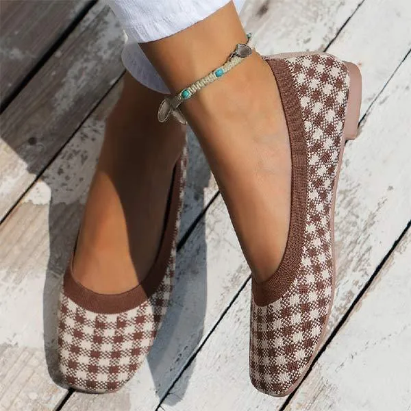Women's Square-Toe Flat Knitted Slip-On Loafers 31340930C